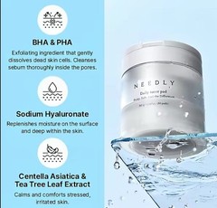 Needly Daily Toner Pads 80 Pads Exfoliating BHA PHA Pore Care K-Beauty Brand New