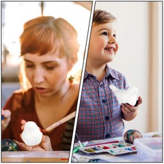 5Pcs DIY Birds Crafts Decor Simple Foam Birds White Body Birdie Toys for Kids
