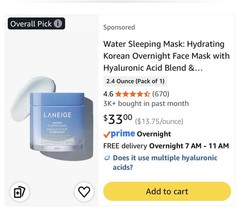 Laneige water Sleeping Mask Hydrate Brighten Soften 2.3 oz New & Sealed