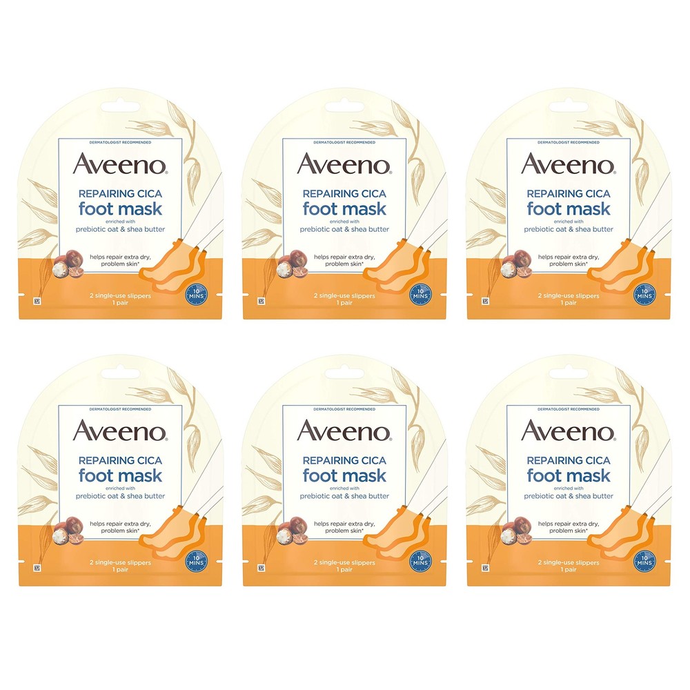 Aveeno Repairing CICA Foot Mask with Prebiotic Oat and Shea Butter, Moisturizing