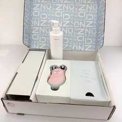 Nuface Petite Mini Facial Toning Device Pink + 10oz Aqua Gel +Brush NEW OPEN BOX