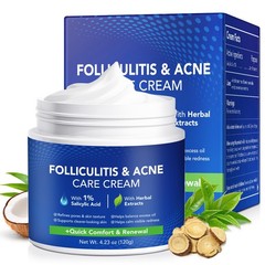 Folliculitis & Acne Treatment Cream For Face & Body, 1% Salicylic Acid Herbal…