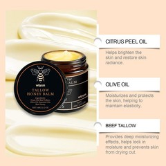 2 PCS-Terra Lotus Organic Beef Tallow Balm & Raw Honey Citrus Moisturizing Cream