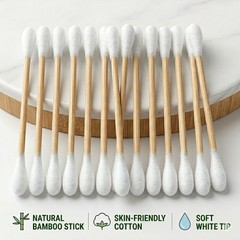 1050pcs CGR Organic cotton Swabs, 100% Cotton Double-Tipped, Bamboo…