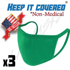 3 PCS Dual Layer Washable Face Masks (Color Green)