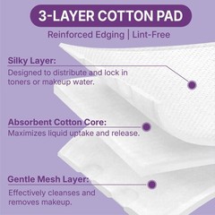 Serenorch Extra Large Cotton Pads 3X3 Inch 70 Count 100 Cotton Squares For