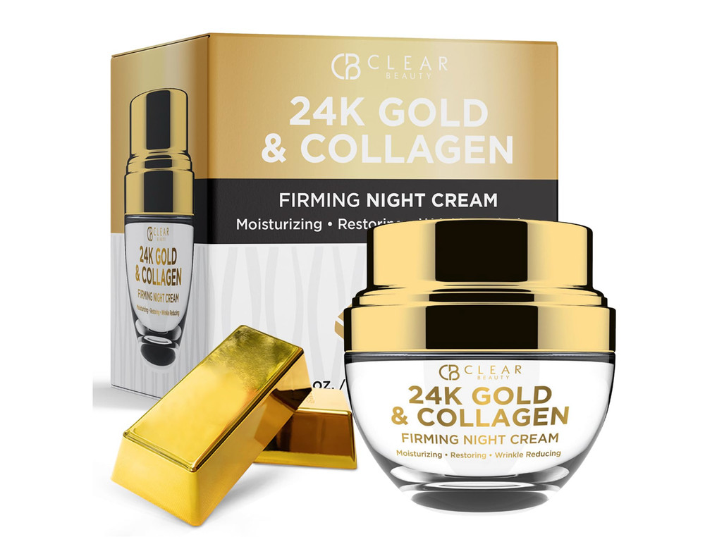 Clear Beauty 24K Gold & Collagen Firming Night Cream 1.69 fl New Sealed