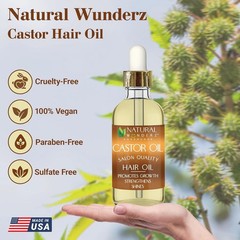 Natural Wunderz Castor Hair Oil, Supports Growth, 4 Fl Oz (Pack of 1)