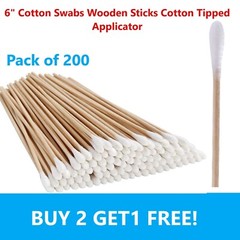 BUY 2 GET 1 FREE! 200 Pc Cotton Swab Applicator Q-tip Swabs 6&Prime; Long Wood Handle
