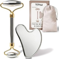 Stainless Steel Face Roller & Gua Sha Massager for Jawline Puffiness