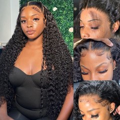 Lace Front Wig 13×4 Deep Wave 26 Inch 180% Density Human Hair SUVELAM bangjazz