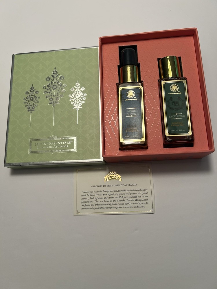 Forest Essentials Aturveda Face Wash After Shave Sandalwood & Orange Set NEW