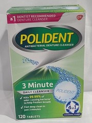 Polident 3 Minute Denture Cleanser Tablets – 120 Count Exp 11/2026