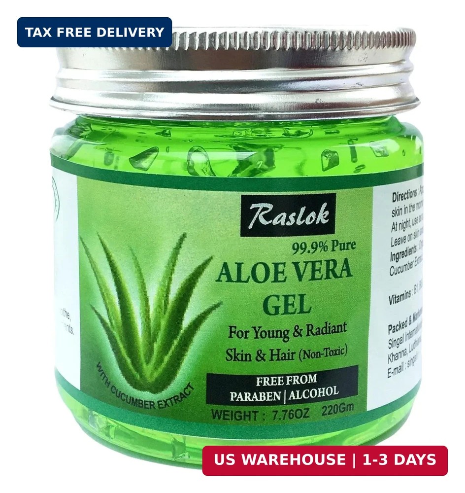 Raslok Aloe Vera Gel Pure Natural Organic Aloe Gel For Moisturizing Face Skin &