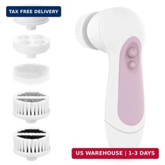 Electric Facial Cleansing Brush Waterproof Face Scrubber with 5 Brush Heads