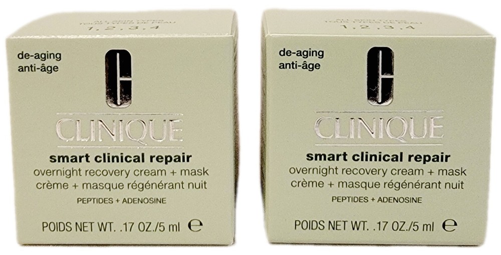 LOT 2 Clinique Smart Clinical Repair Overnight Recovery Cream + Mask 0.17oz/5ml
