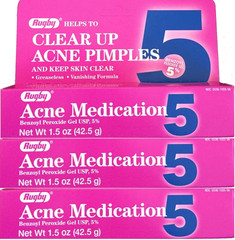 Rugby Acne Gel Benzoyl Peroxide 5% 1.5oz Tube -3 Pack -Expiration Date 09-2027-