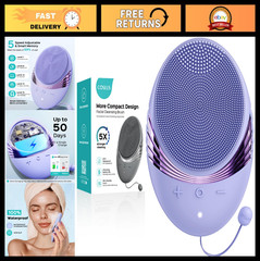 Rechargeable Facial Cleansing Brush – Compact Travel Face Scrubber, 5 Modes, Sil