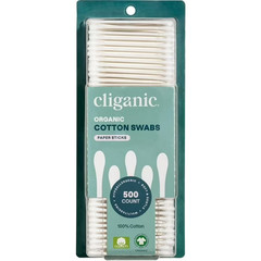Organic Cotton Swabs 500 Count by Cliganic