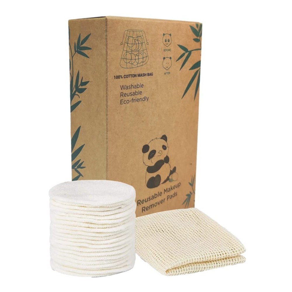 20 Piece Reusable Makeup Remover Pads with Cotton Laundry Bag, Washable…
