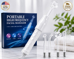 4 in 1 High Frequency Facial Wand Skin Care Kit 120KHz Portable Face Massager