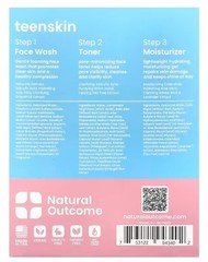 Teen Skin Everyday Face Kit Cleanser Toner Moisturizer Facial Care Set, 3 Pieces