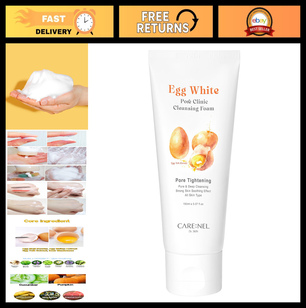 Korean Foaming Facial Cleanser – Egg White Pore Minimizer – K Beauty Skincare