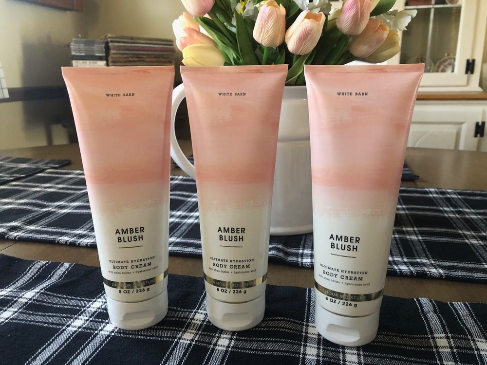 Lot of 3-White Barn/Bath & Body Works Amber Blush Body Cream