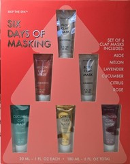 Skip The Spa Six Days of Masking Clay Mask Set 6 Tubes Holiday Gift Set