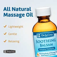 De La Cruz Soothing Balsam/ Bálsamo Tranquilo, For Massage, Made in USA 2 FL OZ
