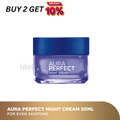 LOREAL AURA PERFECT Night CREAM 50g with Tourmaline Gemstone Extract Moisture