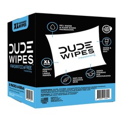 DUDE Wipes XL Flushable 480ct Fragrance-Free Moisturizing Sewer and Septic Safe