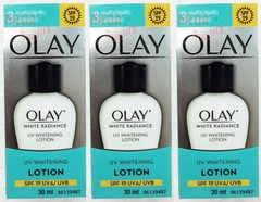 3 x OLAY WHITE RADIANCE UV WHITENING LOTION SPF 19 UVA UVB 30 ml.