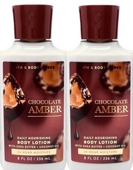2 Bath & Body Works CHOCOLATE AMBER Body Lotions 8 oz NEW