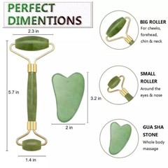 Jade Stone Face Roller and Gua Sha Set Facial Treatment Skin Care Regimen Tool