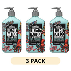 (3 PACK) Malibu Hemp Tan Tattoo Enhancing Body Moisturizing Lotion, 18 oz