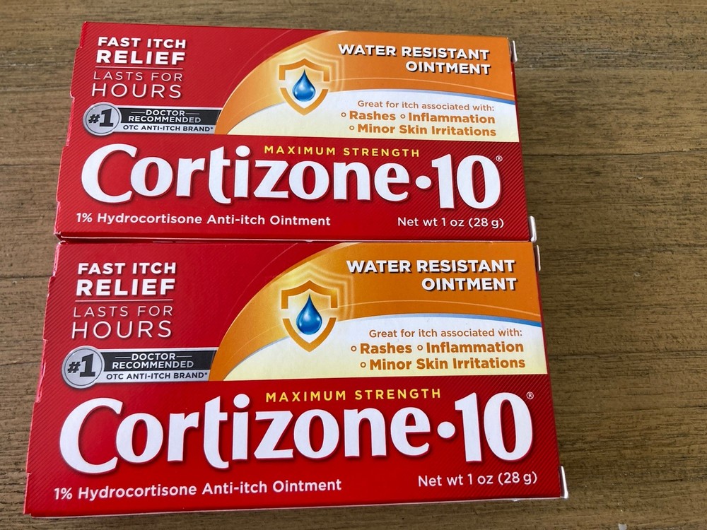 2 Cortizone-10 Water Resistant 1% Hydrocortisone Anti-Itch Ointment 1 Oz NEW