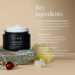 DIME Beauty Dewy Day Cream, Morning Face Moisturizer+Rosehip Oil+Snow Mush-1.7oz