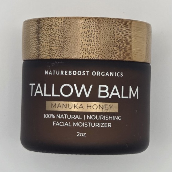 NatureBoost Organics Tallow Balm Moisturizer, Manuka Honey, 2 oz (No Box)