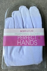 NOS BODYNATURe Pampering Gloves Perfect Hands White Poly Cotton Blend