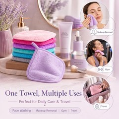 Multicolor Reusable Microfiber Face Cloths for Women and Travel