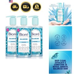 Biore Balancing Face Wash, pH Balanced Cleanser, 6.77 Oz, 3 Pack | For Combin…