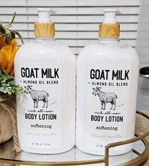 HOME & BODY GOAT MILK ALMOND OIL Softening BODY LOTION Almond Vanilla 27oz 2-pk