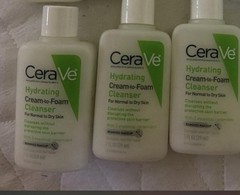 CeraVe Hydrating Cream-to-Foam Face Cleanser, Makeup Remover 1oz Lot 3