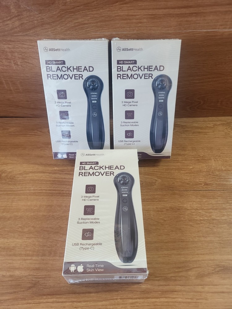 Allsett Blackhead (3-SET) Remover w/Camera & Pore Vacuum, HD Smart NEW
