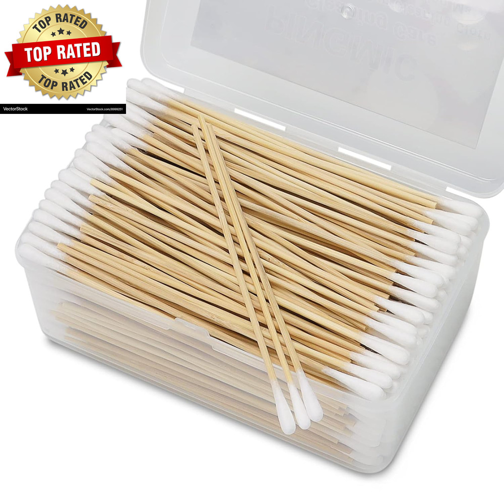 500PCS 6&Prime; Cotton Swabs in Storage Box – Long Cotton Swab with Wooden Sticks