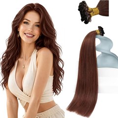 Hair Extensions 24 Inch K Tip Real Human Auburn #33 Medium Brown UT_33_22 Sunny