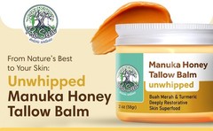Manuka Honey Frankincense Tallow Balm, Handmade Grass-Fed Beef Tallow, Hydrating