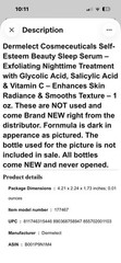 Skincare Dermelect Cosmeceuticals Self-Esteem Beauty Sleep Serum 1oz SEE PHOTO