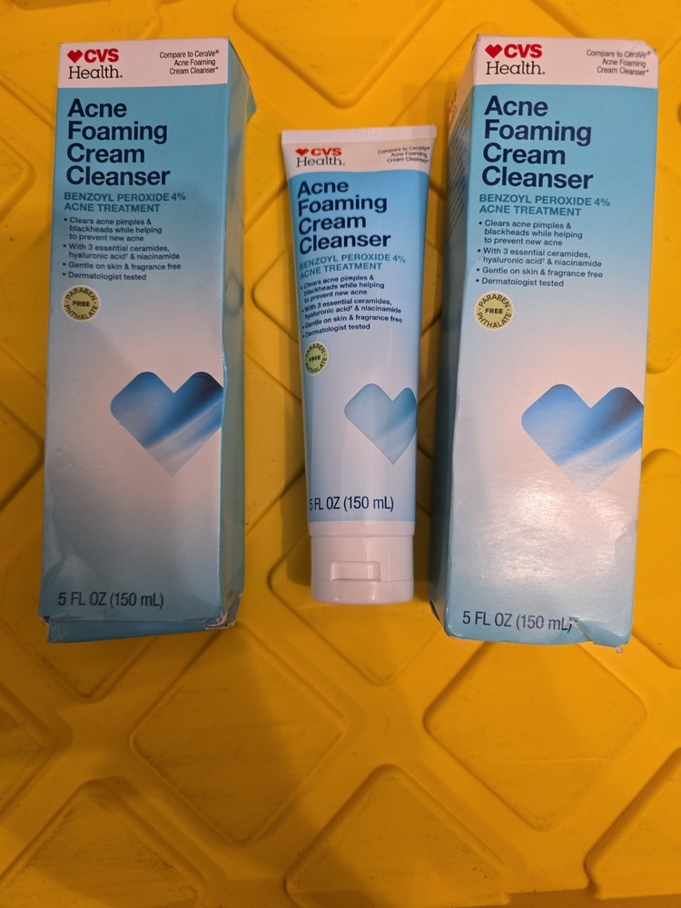 CVS Acne Foaming Cream Cleanser – Lot of 3 – New without Box – Exp: 09/26